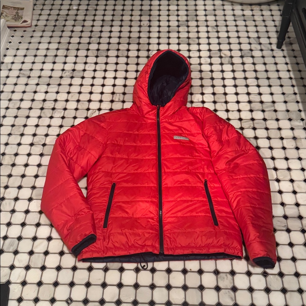 Outerknown Red Puffer Jacket- Reversible to Dark Blue